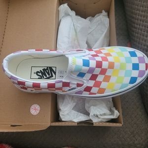 Vans multi colored slip on - men's 6/7.5 womens